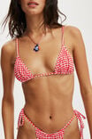 Micro Slider Triangle Bikini Top, SCARLET RED GINGHAM - alternate image 2