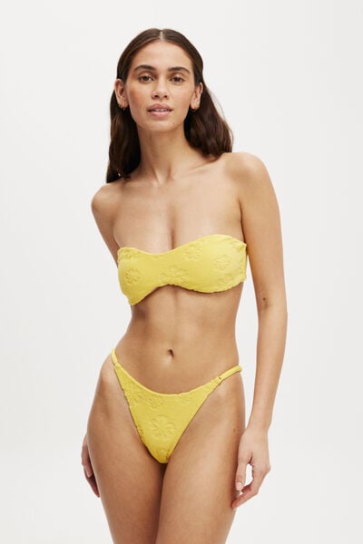 Curved Bandeau Bikini Top, ASPEN GOLD TERRY JACQUARD