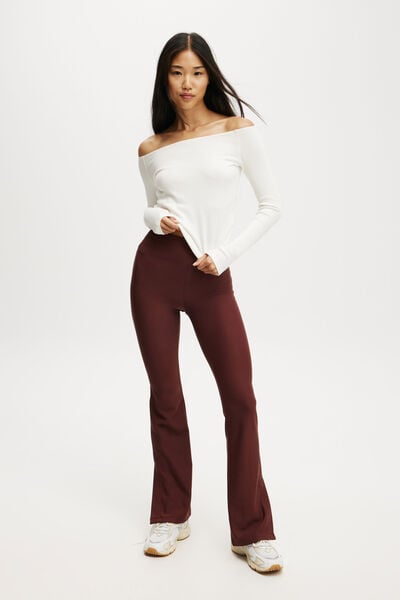 Fleece Lined Split Leg Flare, CAPPUCCINO