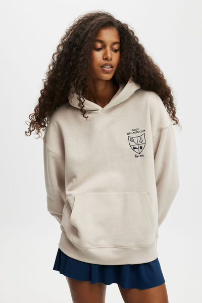 Plush Premium Graphic Hoodie, SESAME MARLE/HERITAGE WELLNESS CLUB
