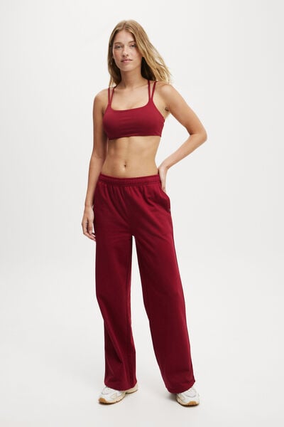 Lightweight Fleece Straight Leg Sweatpant, DEEP RED