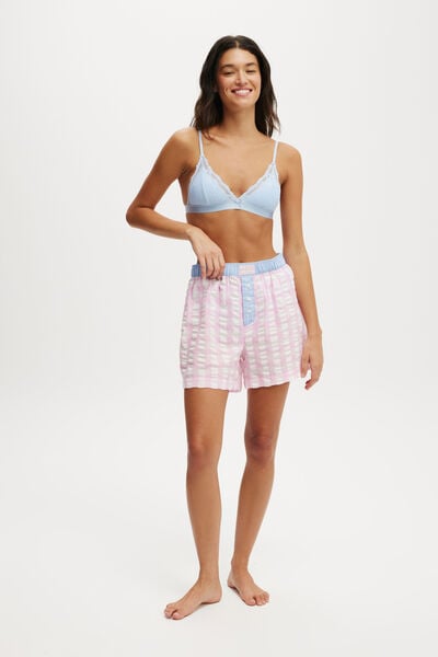 Boyfriend Boxer Short, OVERSIZED PINK GINGHAM CHECK/CONTRAST