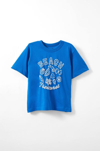 Poppy Oversize Graphic Print Tee, HARBOUR BLUE/BEACH TREASURES
