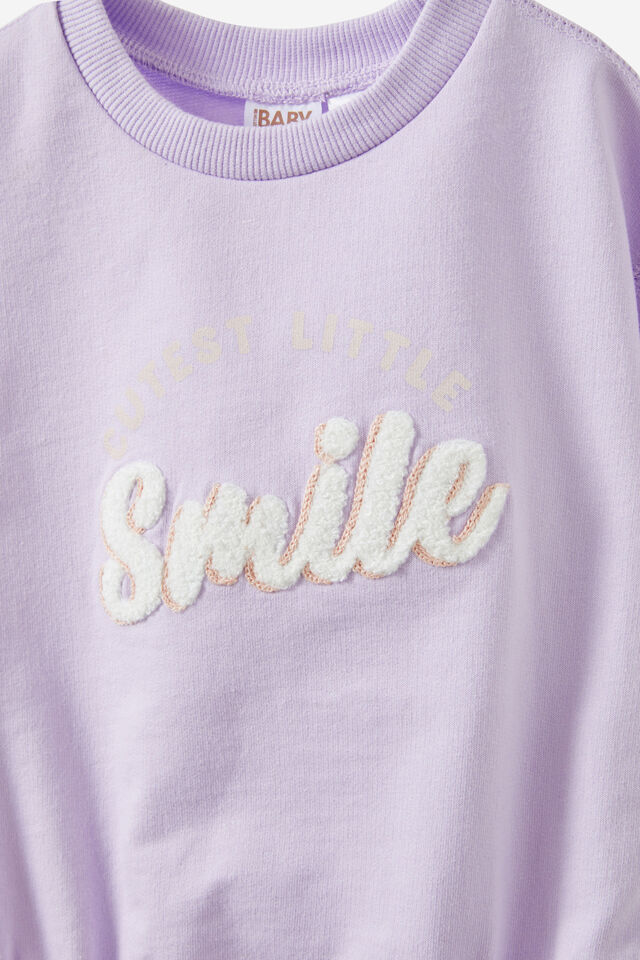 Dani Bubble Short Sleeve Bubbysuit, VINTAGE LILAC/CUTEST LITTLE SMILE