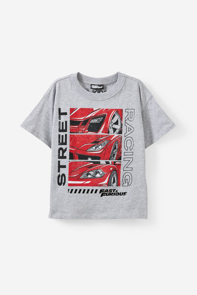 Licensed Drop Shoulder Short Sleeve Tee, LCN UNI GREY STORM MARLE/FAST AND THE FURIOUS