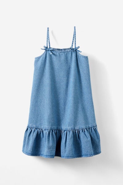 Scarlette Denim Sleeveless Dress, MID WASH