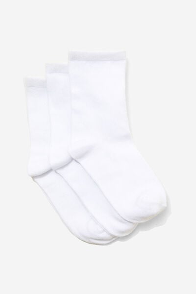 Kids 3Pk Crew Socks, WHITE