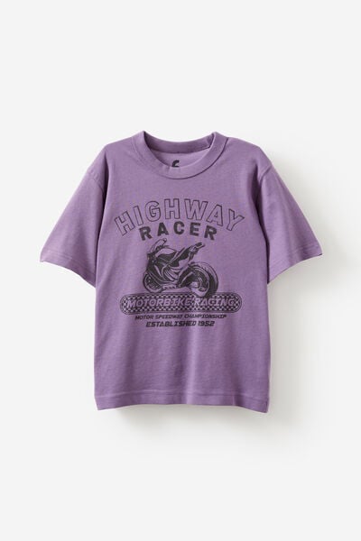Jonny Short Sleeve Graphic Print Tee, DARK MAUVE/HIGHWAY RACER BIKE