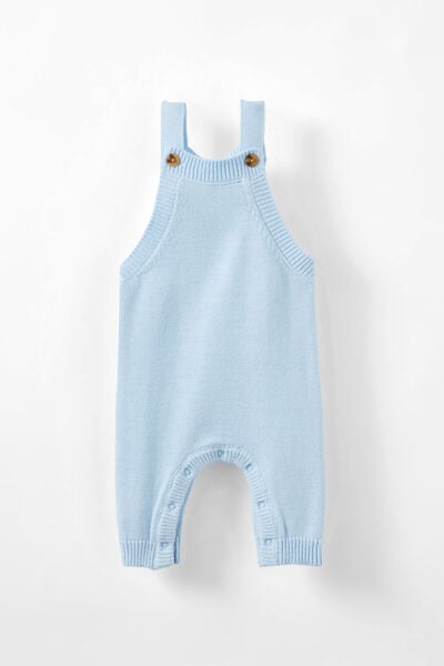 Organic Knit Dungaree, WHITE WATER BLUE