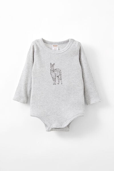 Organic Pointelle Long Sleeve Bubbysuit, CLOUD MARLE/ZIGGY ZEBRA
