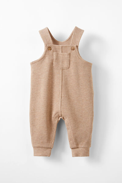 Organic Waffle Dungaree, OATMILK MARLE