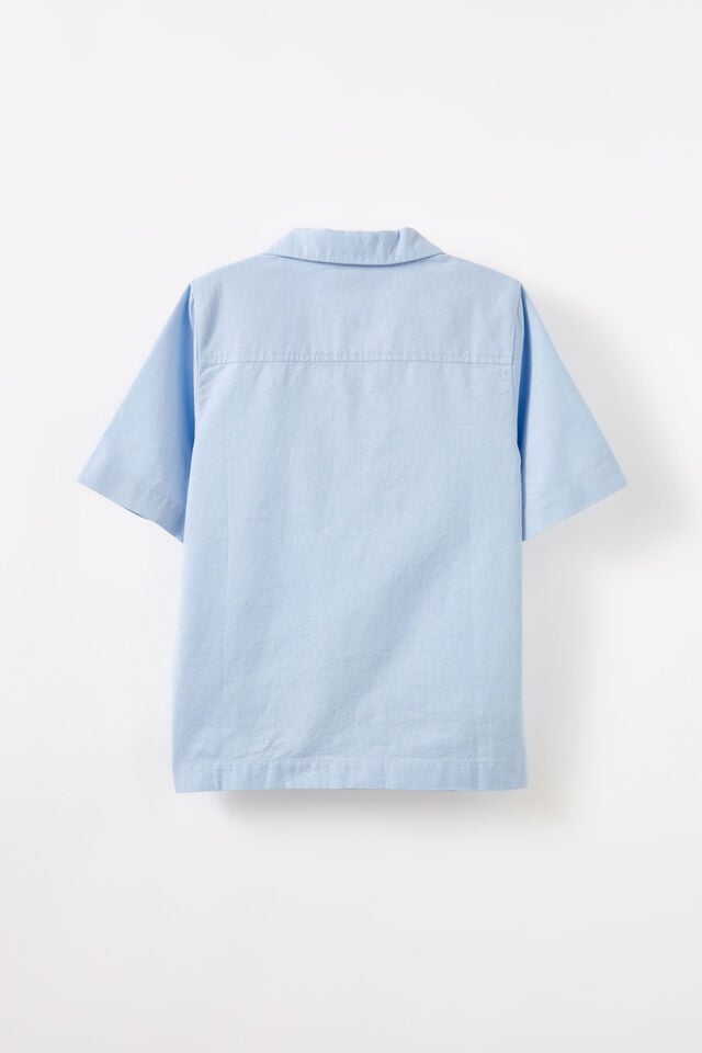Cabana Short Sleeve Shirt, DAWN BLUE/LEAF EMBROIDERY