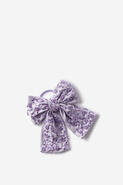 Luxe Bailee Bow Hair Tie, LILAC DROP/BEADED