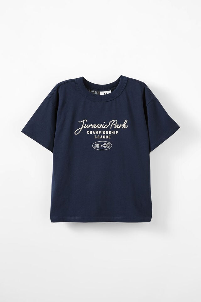 Jurassic Park Drop Shoulder Short Sleeve Tee, LCN UNI SQUID INK/JURASSIC PARK LEAGUE
