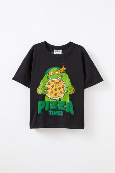 Licensed Drop Shoulder Short Sleeve Tee, LCN NIC BLACK/TMNT PIZZA TIME
