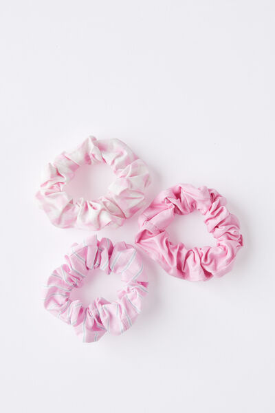 3Pk Scrunchie Stack, FAIRY PINK/WHITE