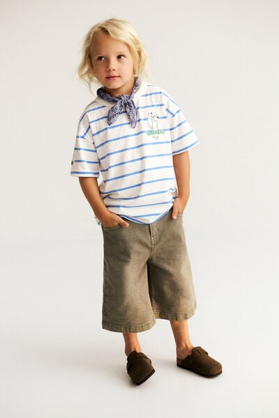 Licensed Drop Shoulder Short Sleeve Tee, LCN BLU VANILLA/REGATTA STRIPE/BLUEY SAUSAGE