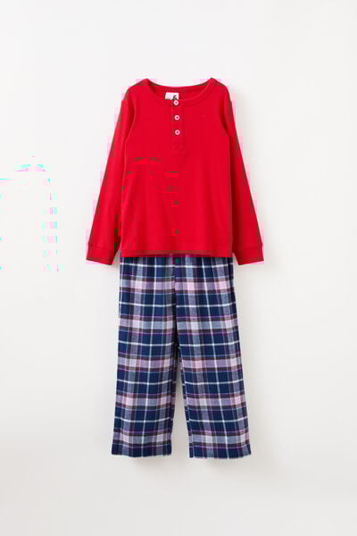 Leo Long Sleeve Pyjama Set, IN THE NAVY/ LARGE CHECK