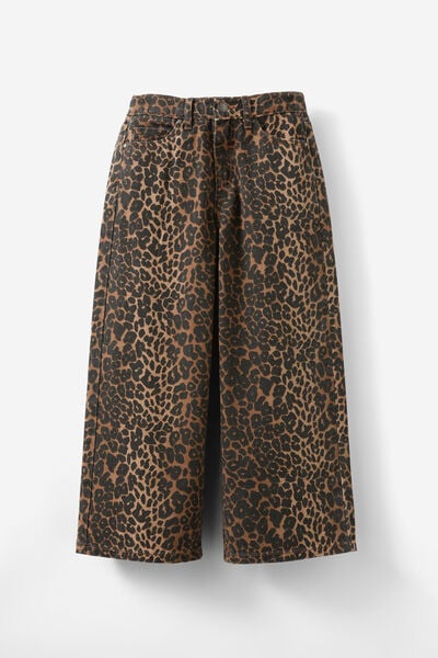 Super Wide Leg Denim Jean, TAUPY BROWN/LEOPARD