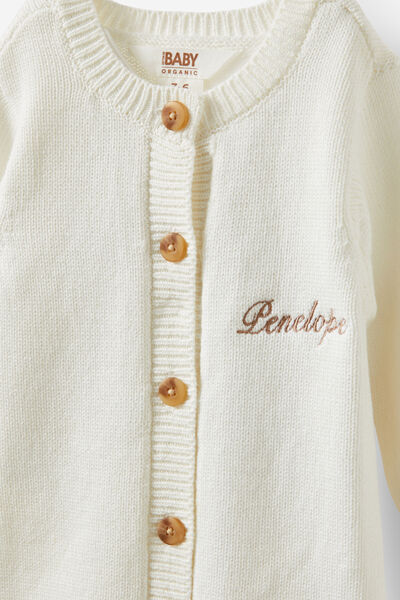 Personalised Organic Knit Long Sleeve Romper, MILK