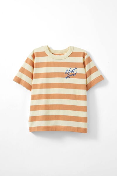 Jonny Short Sleeve Graphic Print Tee, LEMON SQUASH/WINTER ORANGE STRIPE/NEXT LEVEL