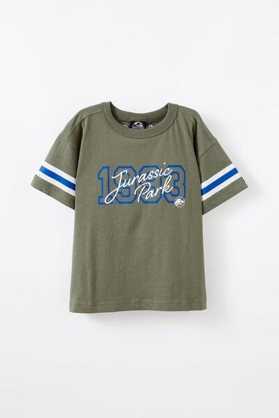 Licensed Drop Shoulder Short Sleeve Tee, LCN UNI SAFARI GREEN/JURASSIC PARK 1993
