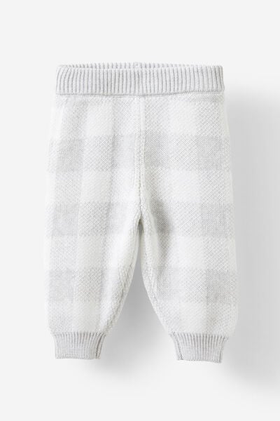 Organic Knit Jacquard Legging, CLOUD MARLE/BUFFALO CHECK