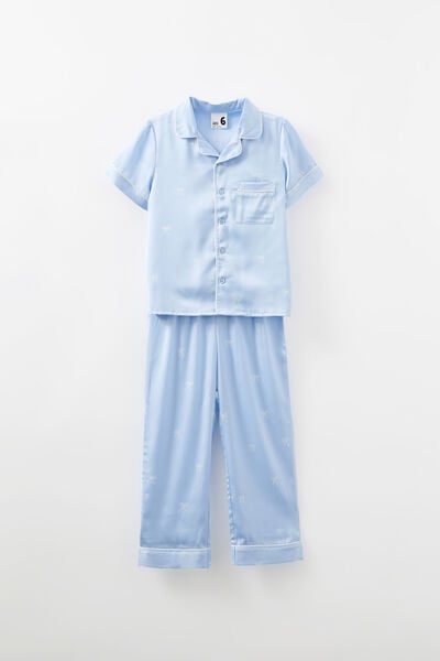 Cassandra Short/Long Pyjama Set, DAWN BLUE/ VANILLA BOW