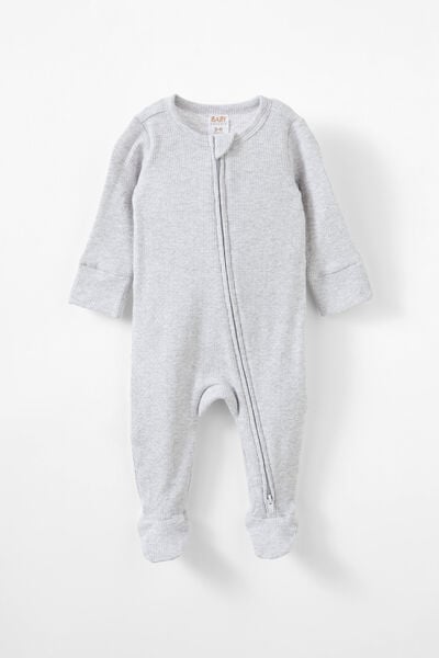 Organic Pointelle Zip All In One Romper, CLOUD MARLE