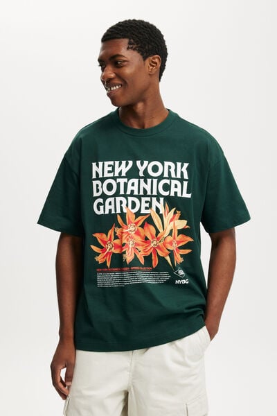Box Fit New York License T-Shirt, LCN NYBG PINENEEDLE GREEN/NYBG - ORANGE LILY
