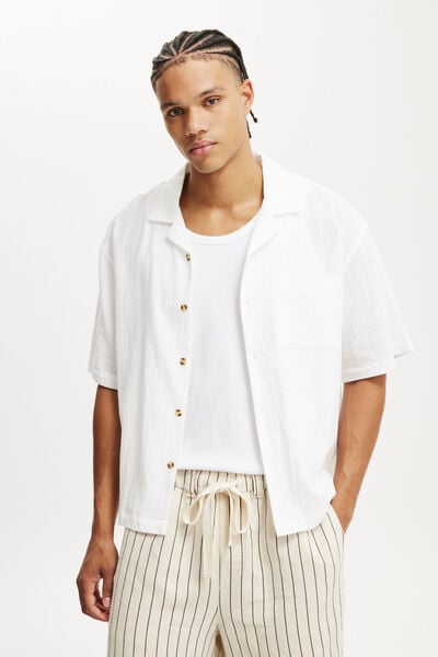 Riviera Box Fit Short Sleeve Shirt, WHITE