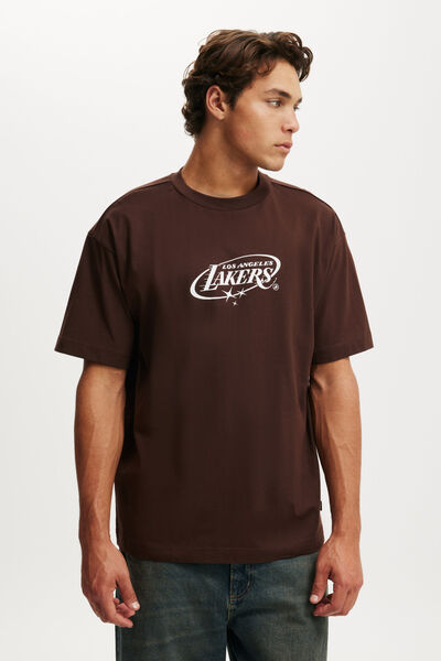 Box Fit Nba T-Shirt, LCN NBA DARK OAK/ LA LAKERS TONAL STARS