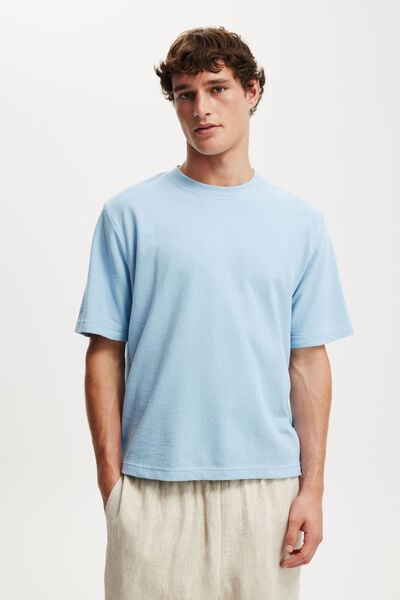 Cropped Fit T-Shirt, PEARL BLUE TERRY