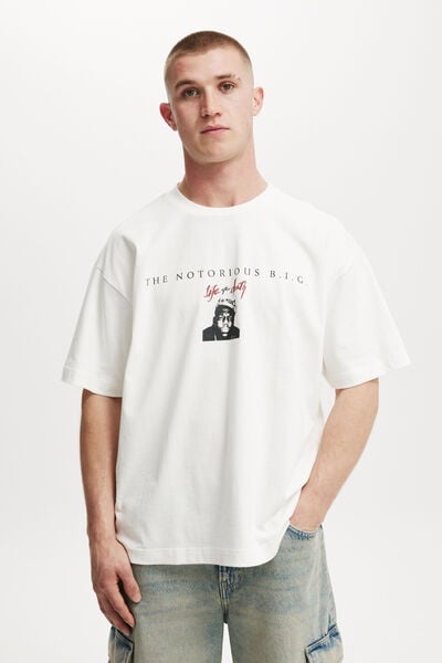 Camiseta - Box Fit Premium Music T-Shirt, LCN MT VINTAGE WHITE/BIGGIE LIFE AFTER DEATH