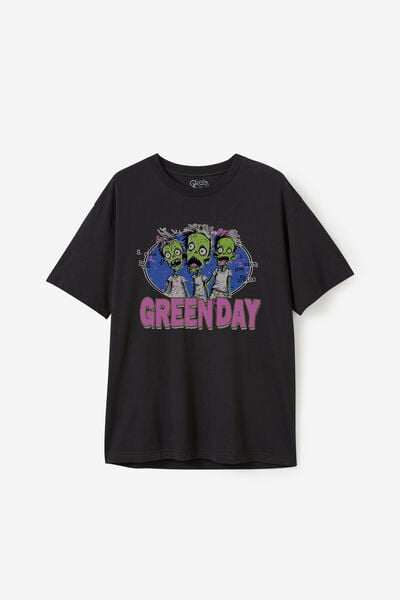 Loose Fit Green Day T-Shirt, LCN WMG BLACK - GREEN DAY - ZOMBIES
