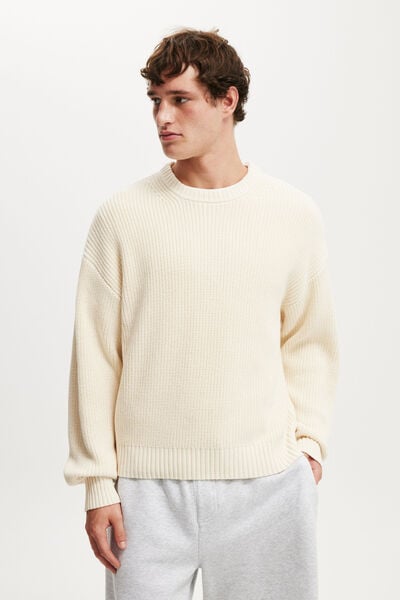 Box Fit Crew Knit, BUTTER