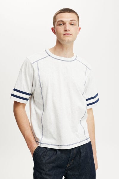 Cropped Fit Panel T-Shirt, ATHLETIC MARLE