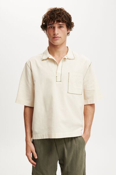 Box Fit Short Sleeve Polo, CREAM