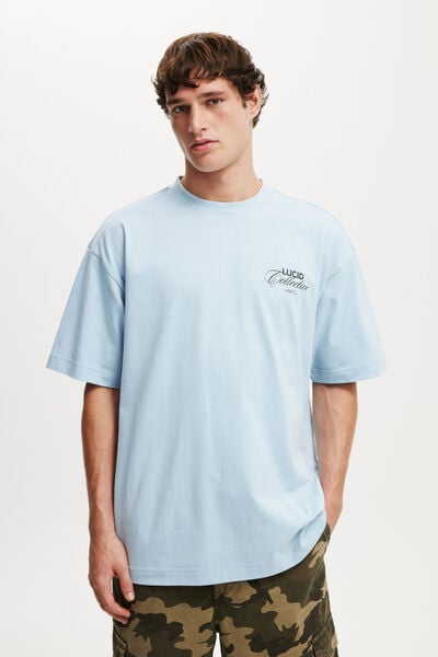 Box Fit Text T-Shirt, PEARL BLUE/LUCID COLLECTIVE