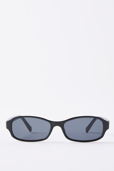 Jamie Slim Wrap Around Sunglasses, BLACK