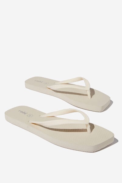 The Rubi Square Toe Flip Flop, ECRU