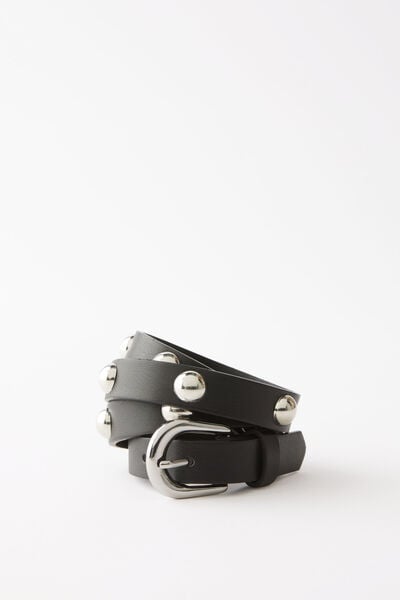 Ebony Studded Belt, BLACK/SILVER