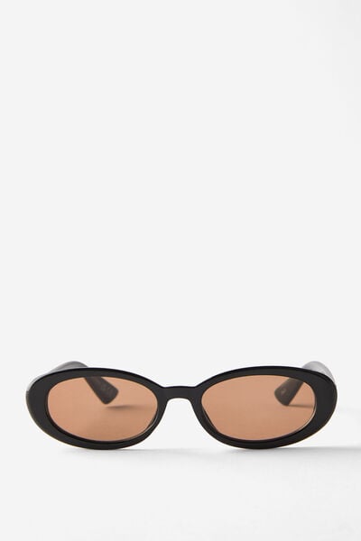 Ophelia Oval Sunglasses, BLACK/BROWN