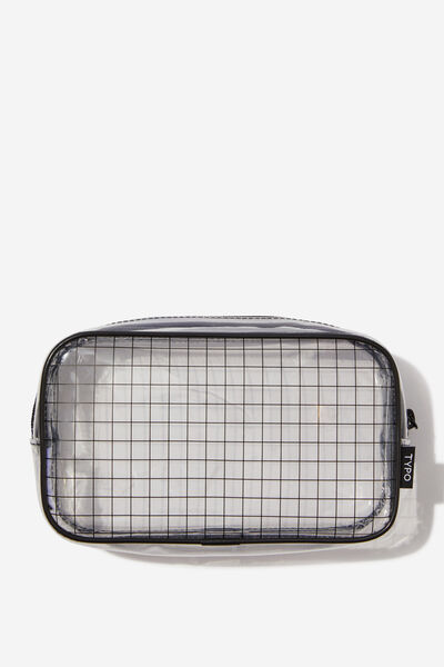 Preppy Pencil Case, BLACK GRID