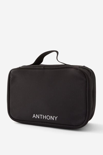 Personalised Flat Lay Wash Bag, BLACK
