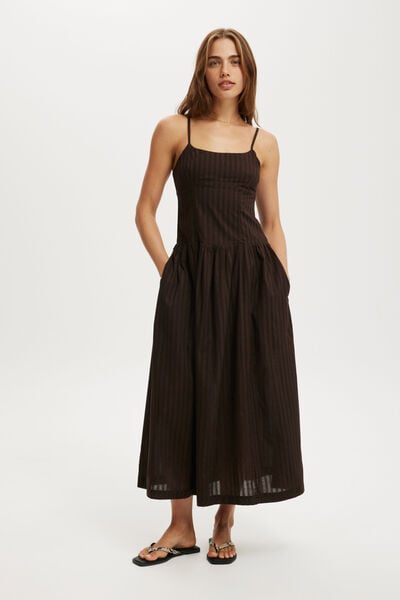 Alexis Seamed Maxi Dress, DARK OAK