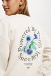 New York Botanical Garden Fleece Crew Sweatshirt, LCN NYBG BLUE FLOWERS/OATMEAL MARLE - alternate image 4