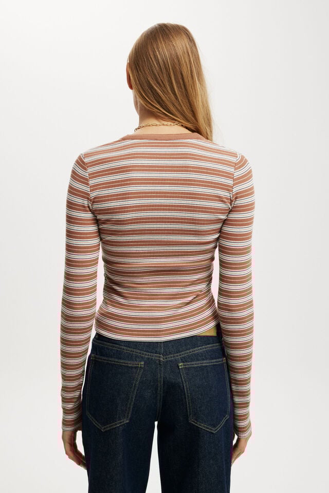 Ryan Henley Long Sleeve, RETRO STRIPE/WALNUT