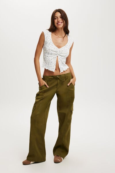Low Rise Cargo Pant, KHAKI