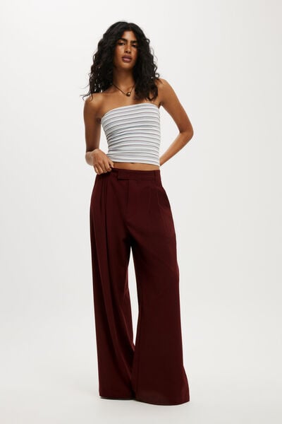 Izzy Pleated Suiting Pant, SOUR CHERRY